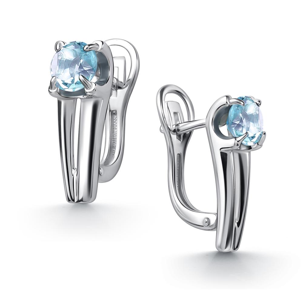 Серьги с английским замком женские из родированого серебра 925 пробы 02-5154/00ТБ-00