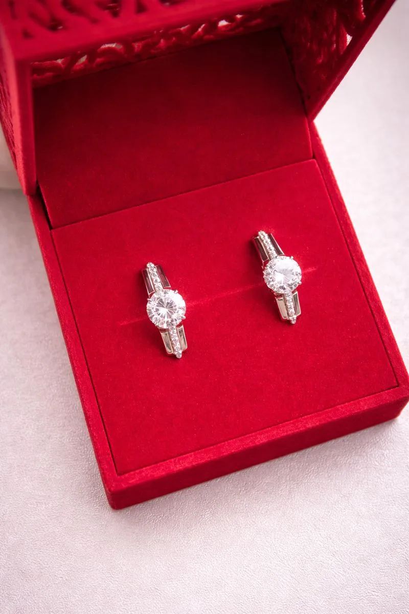 Серьги с английским замком женские из белого золота 585 пробы б124462