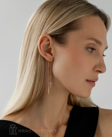 Серьги протяжки из красного золота 585 пробы НС12-1839