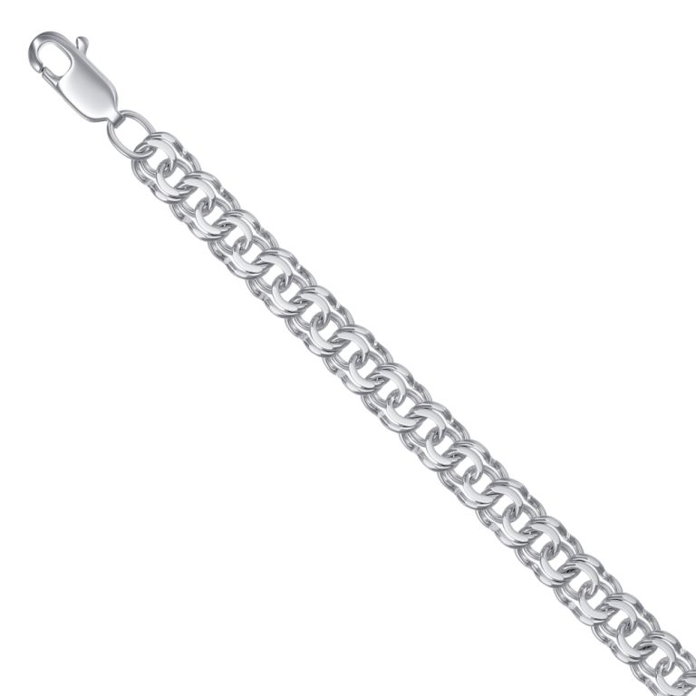 Браслет из родированого серебра 925 пробы НБ22-052-3 д. 0,8  , плетение: бисмарк