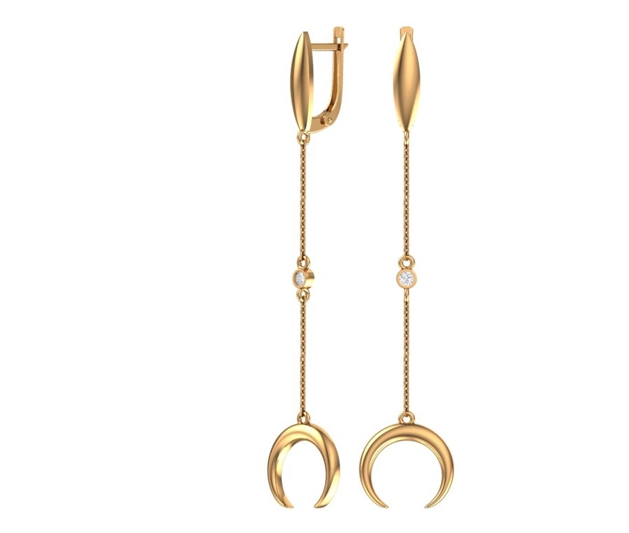 Серьги с английским замком женские из красного золота 585 пробы 0221478-00770 с фианитами