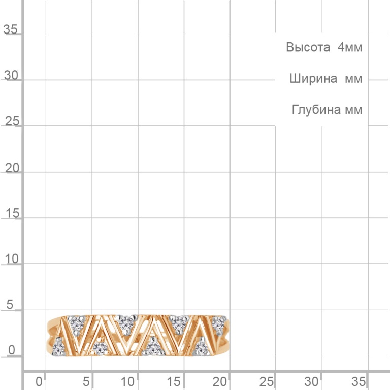 Кольцо из красного золота 585 пробы 600740А с фианитами