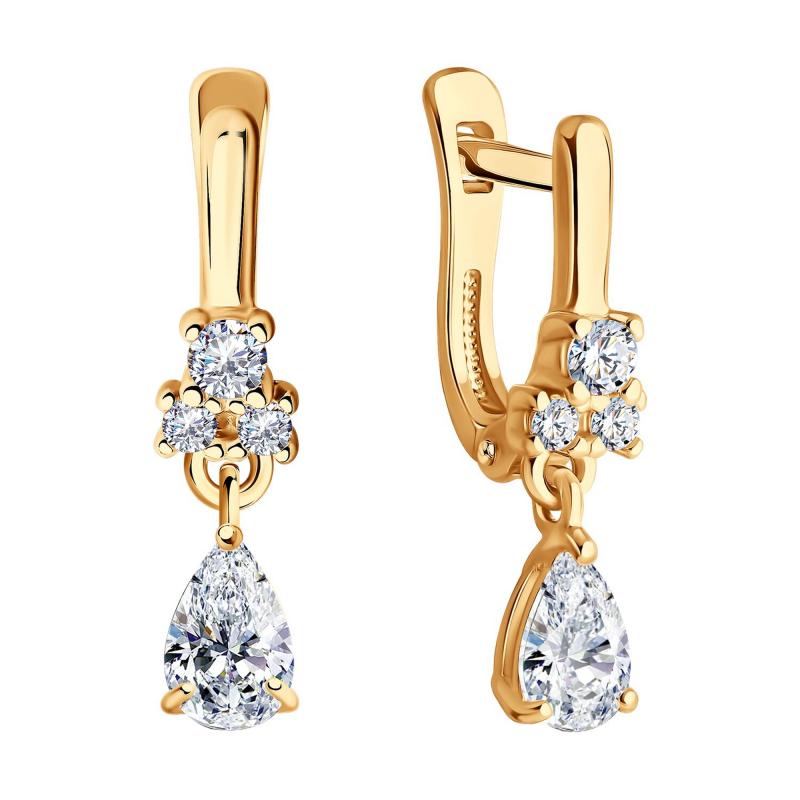 Серьги с английским замком женские из позолоченого серебра 925 пробы 93020542