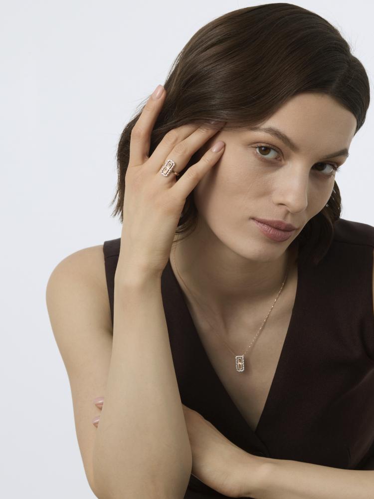 Колье из красного золота 585 пробы 66574-100 с бриллиантами