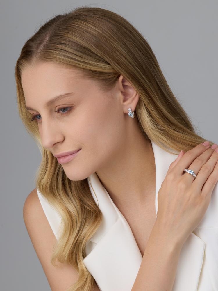 Серьги с английским замком женские из родированого серебра 925 пробы 02-4464/00ТБ-00