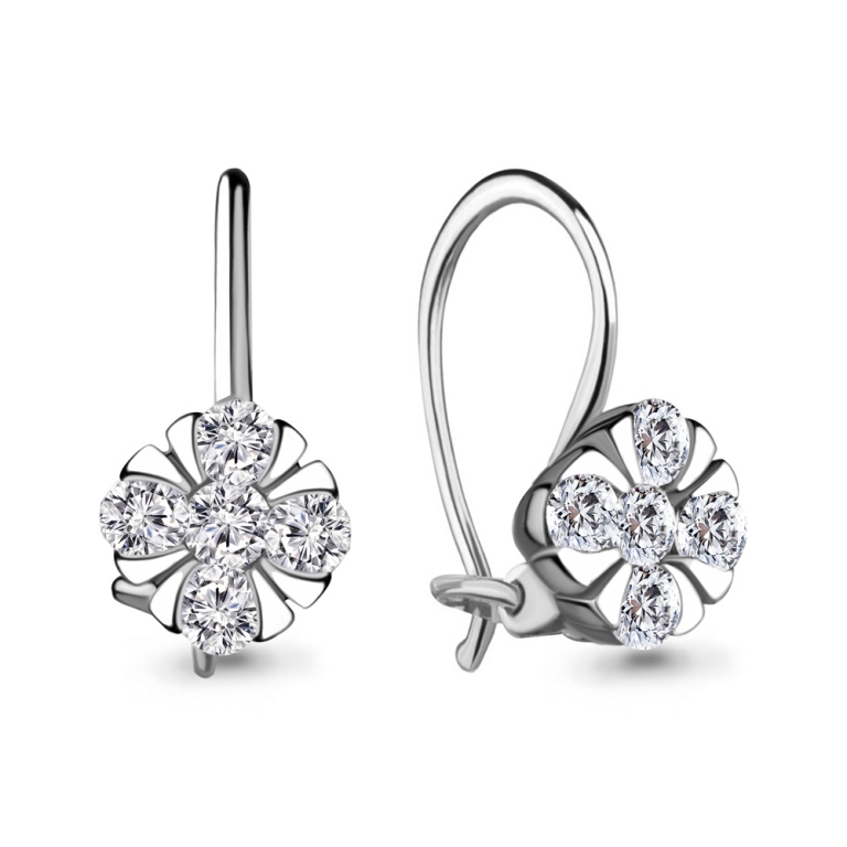 Серьги на петле женские из родированого серебра 925 пробы 48648А