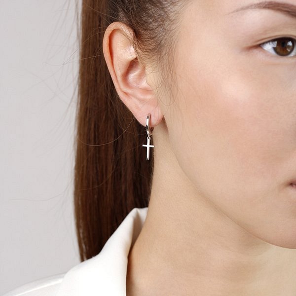Серьги женские из родированного серебра 925 пробы 0201514-00245