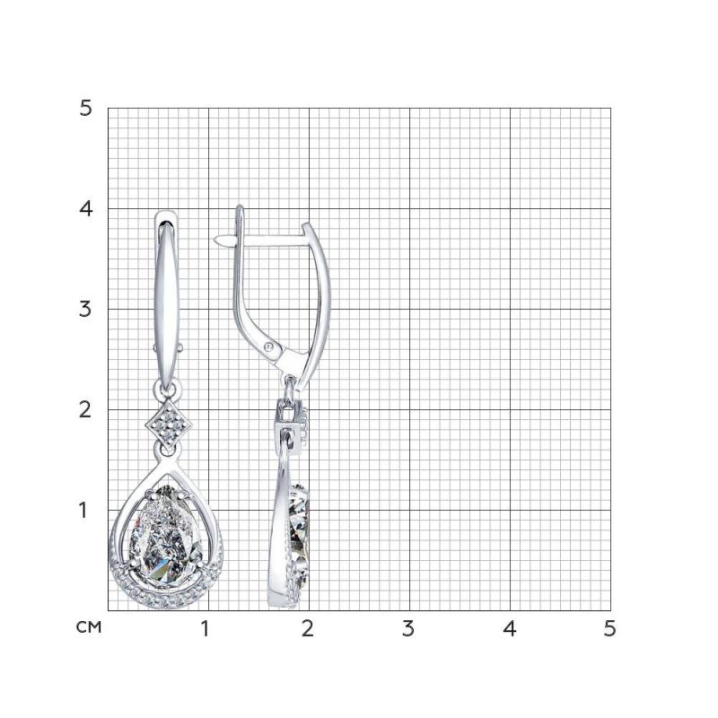 Серьги с английским замком женские из родированого серебра 925 пробы 94022342