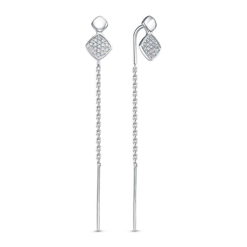 Серьги протяжки женские из родированого серебра 925 пробы 3101028649