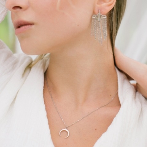 Колье из родированого серебра 925 пробы 0320378-00245