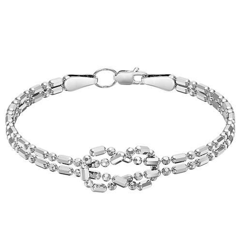 Браслет из родированого серебра 925 пробы НБ22-2018-3 д. 2  , плетение: шарик+бочка узлом 2 пряди