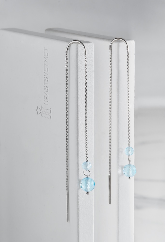 Серьги протяжки женские из родированого серебра 925 пробы НС22-389К6-3