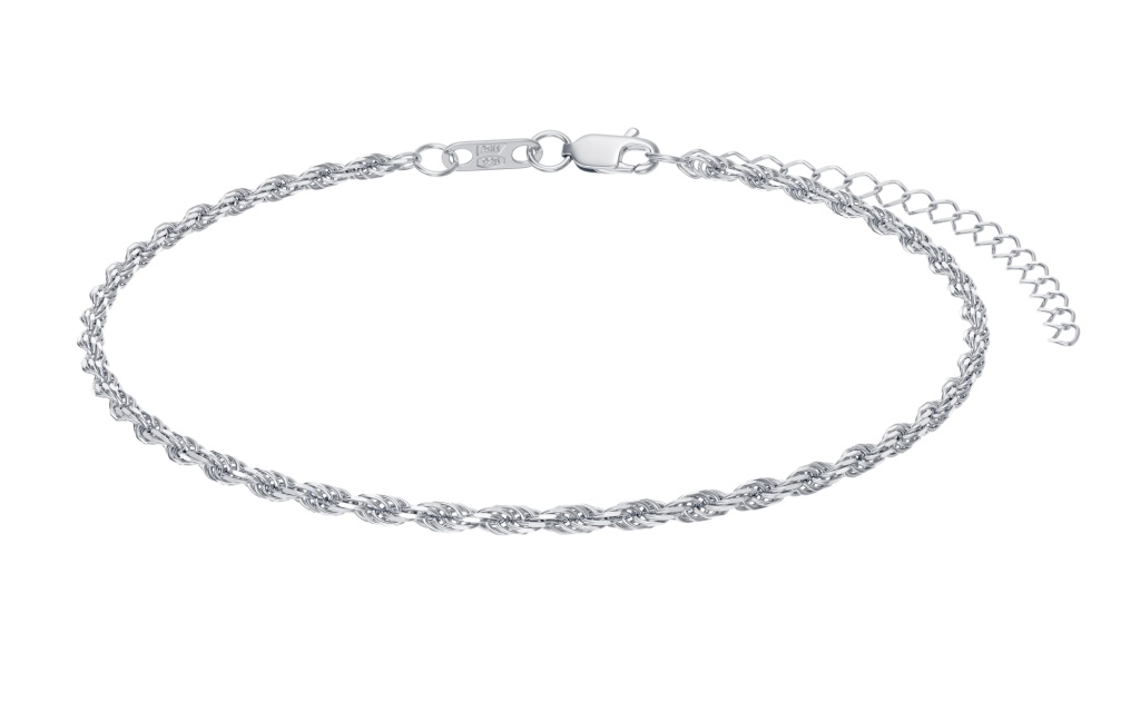 Браслет из родированого серебра 925 пробы НБ22-060Р-3 д. 0,35  , плетение: трипла кордино