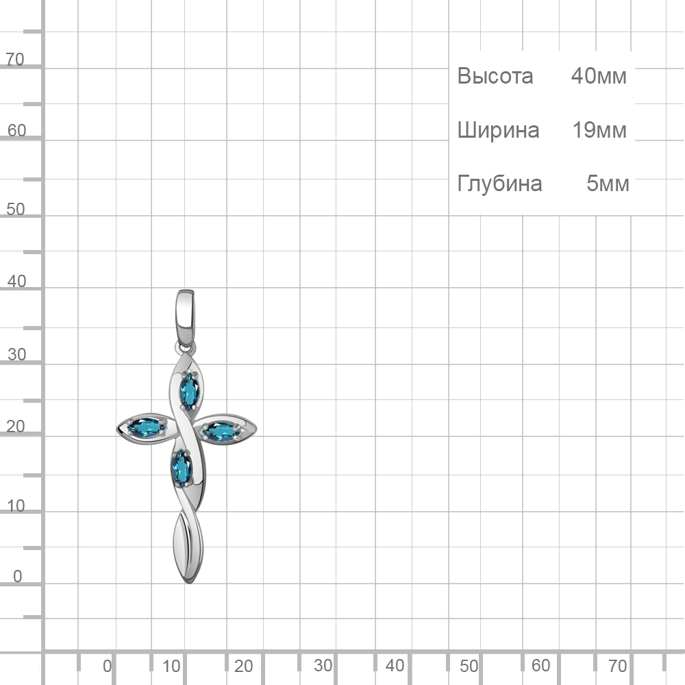 Крест из родированого серебра 925 пробы 2521008