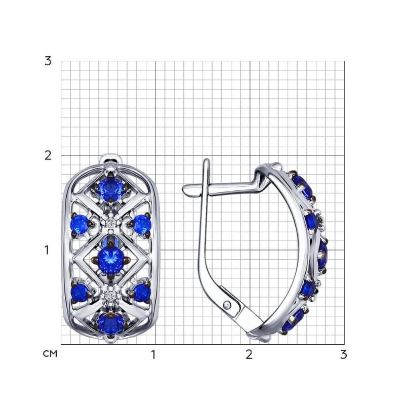 Серьги с английским замком женские из родированого серебра 925 пробы 94022465