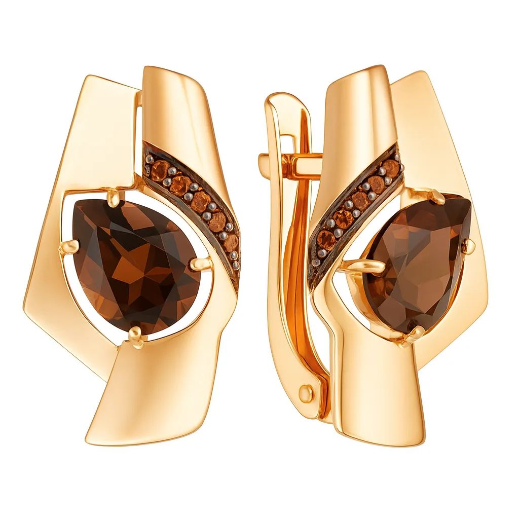 Серьги с английским замком женские из красного золота 585 пробы кл4301а-4-01