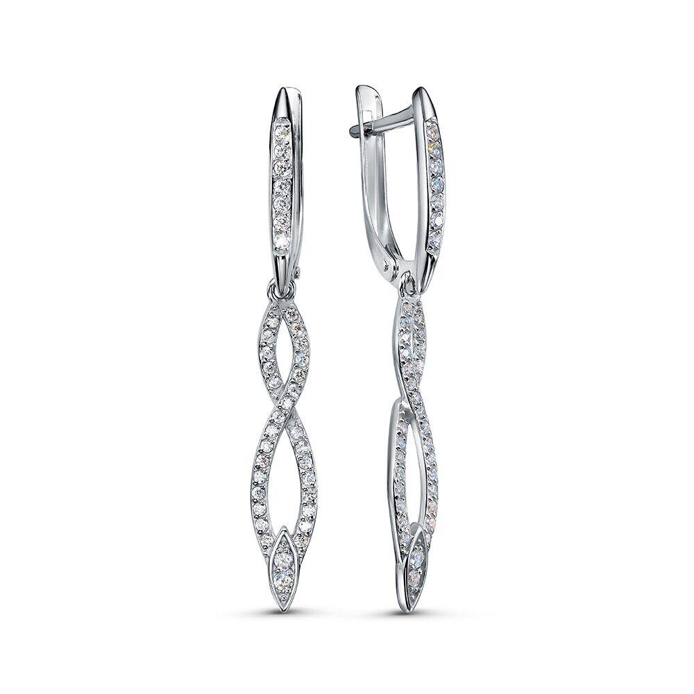 Серьги с английским замком женские из родированого серебра 925 пробы 3101020716