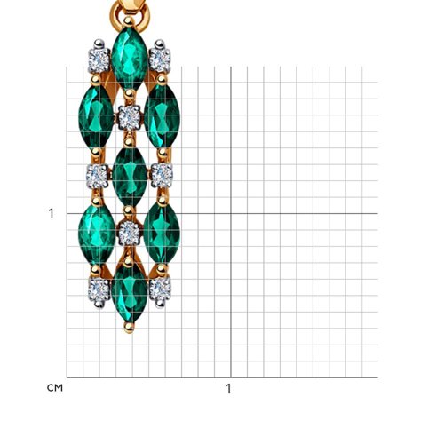 Подвеска из красного золота 585 пробы 3030113 с бриллиантами и изумрудами