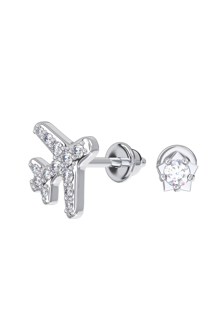 Пусеты из родированого серебра 925 пробы 6101591-00775