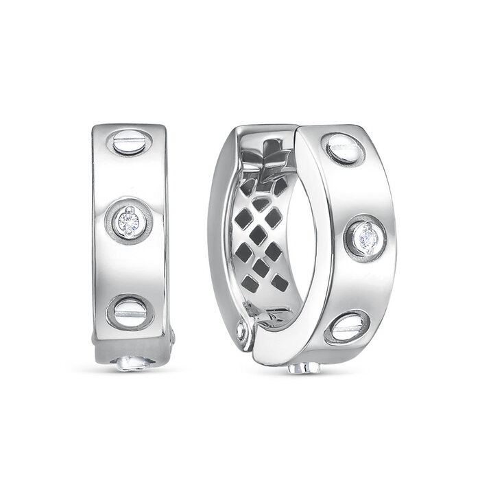 Серьги с английским замком женские из родированого серебра 925 пробы с120386