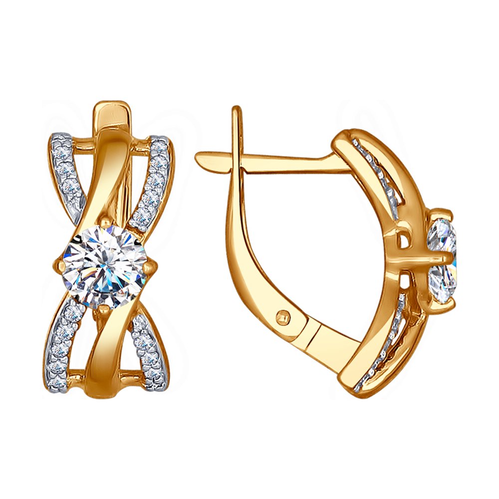 Серьги с английским замком женские из позолоченого серебра 925 пробы 93020760