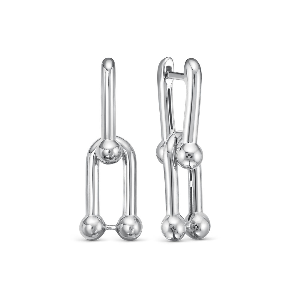 Серьги с английским замком женские из родированого серебра 925 пробы с120192