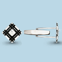 Запонки из родированого серебра 925 пробы 72523А