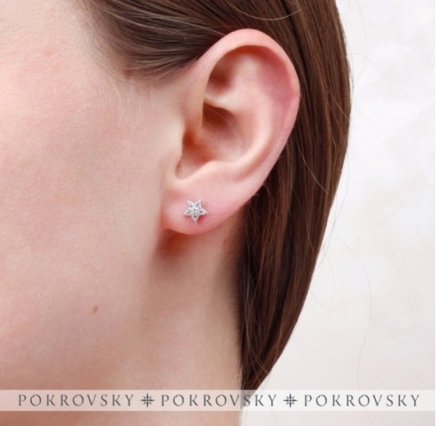 Пусеты из родированого серебра 925 пробы 6101020-00775