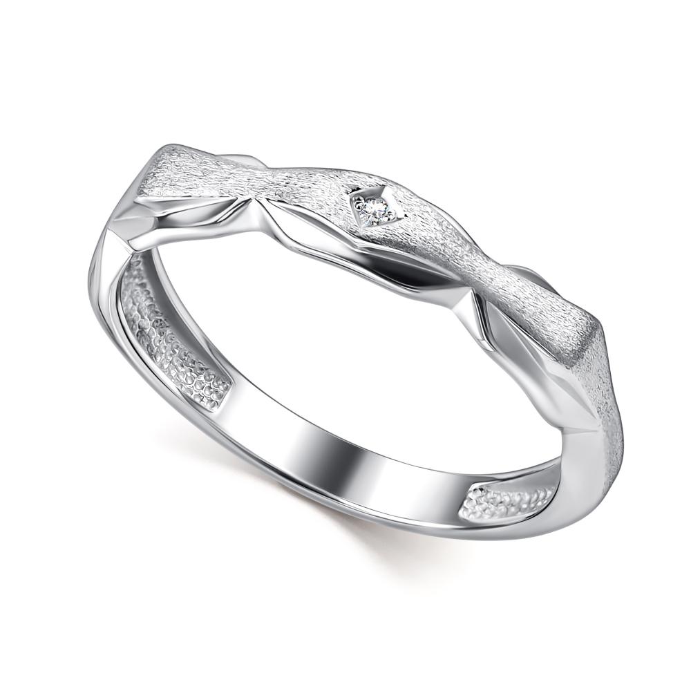 Кольцо из родированого серебра 925 пробы 01-4617/000Б-00 с бриллиантом