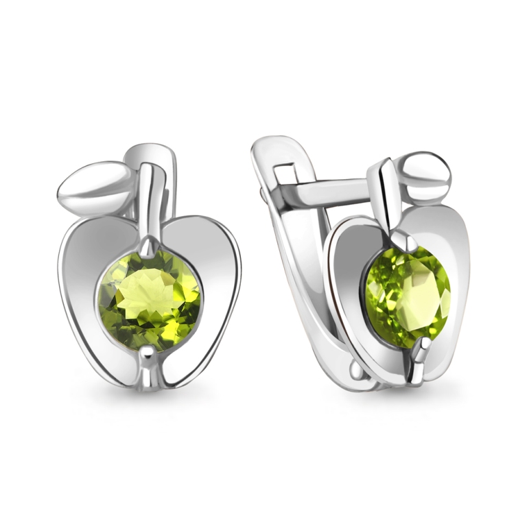 Серьги женские из родированного серебра 925 пробы 4777407 с хризолитами