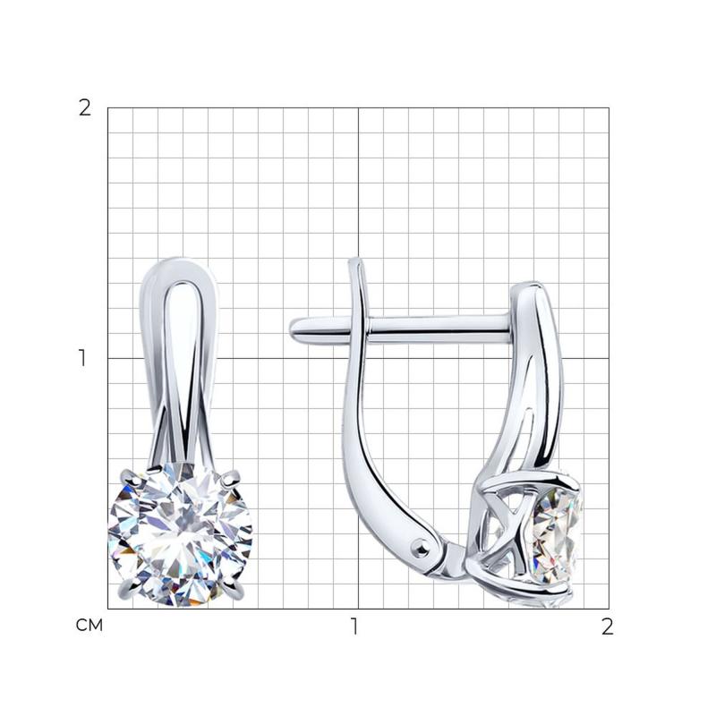 Серьги с английским замком женские из родированого серебра 925 пробы 94023247