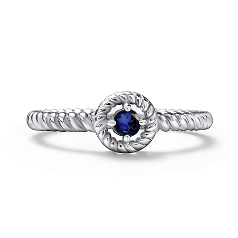 Кольцо из родированого серебра 925 пробы 01-4399/000С-00 с сапфиром