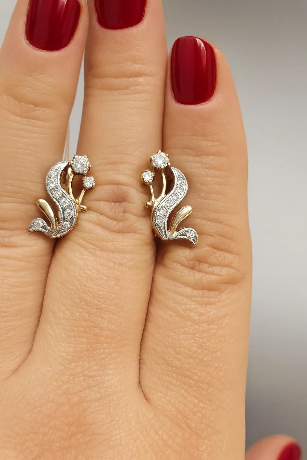 Серьги с английским замком женские из золота 585 пробы С1202091 с бриллиантами