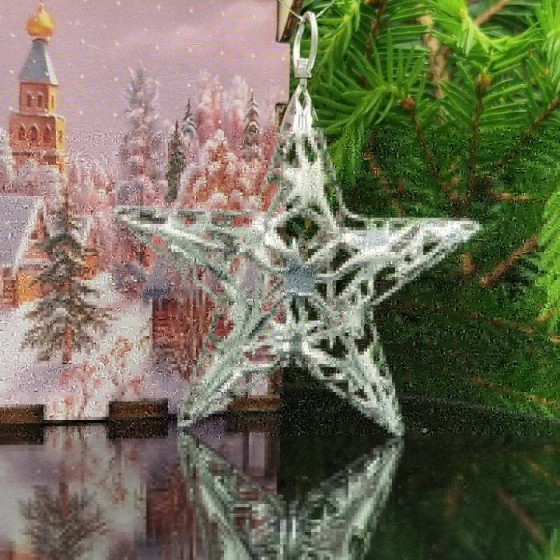 Сувенир из родированого серебра 925 пробы 8843 Звезда со звездами