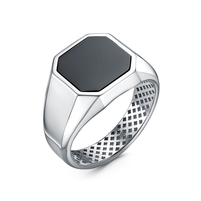 Печатка из родированого серебра 925 пробы с040024