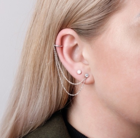 Пусеты из родированого серебра 925 пробы 6021529-00775