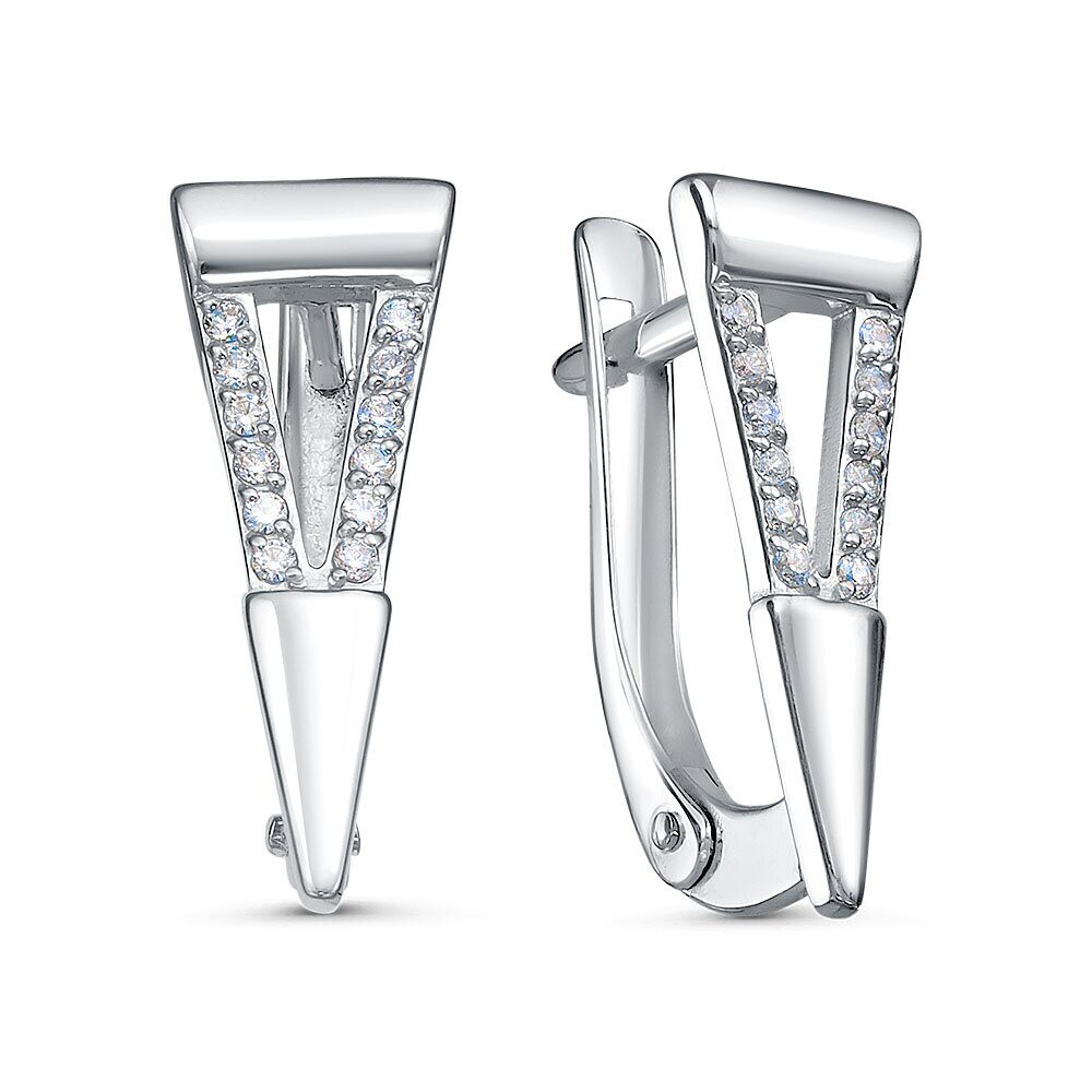 Серьги с английским замком женские из родированого серебра 925 пробы 3101028553