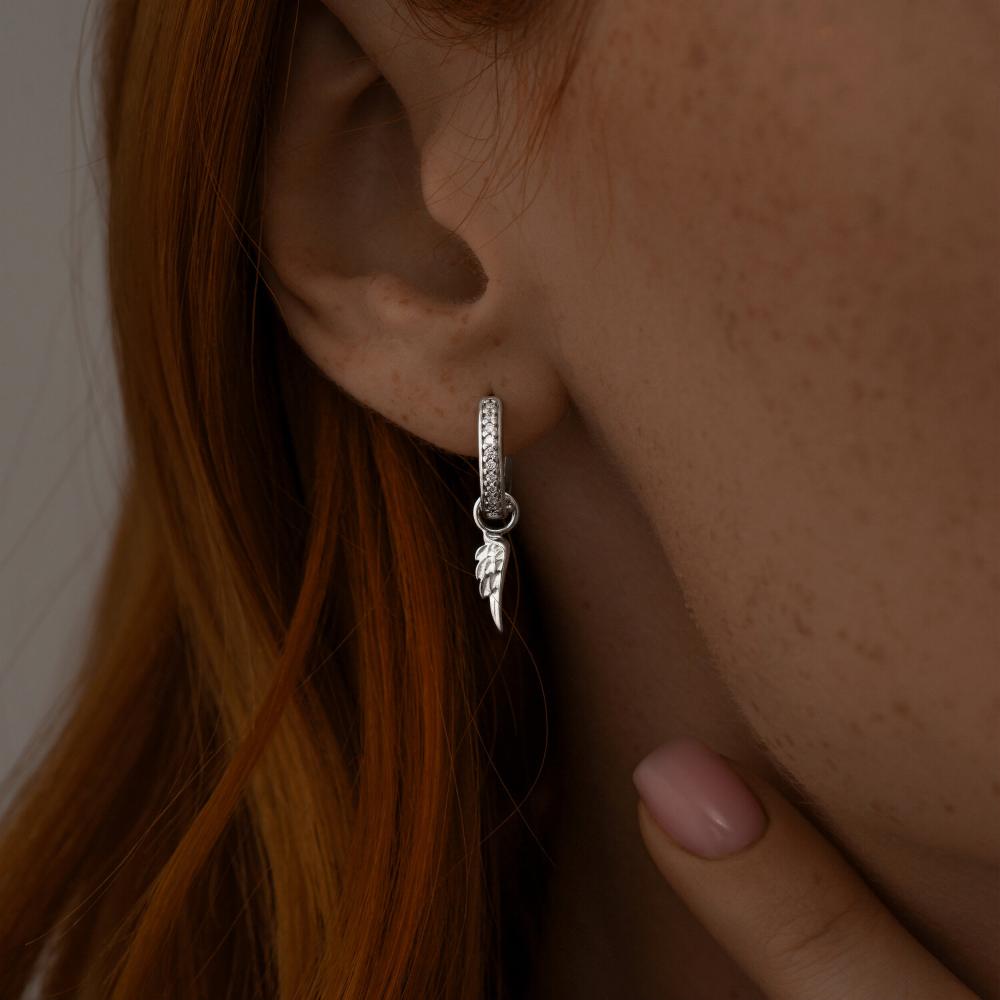 Серьги женские из родированого серебра 925 пробы 94024423