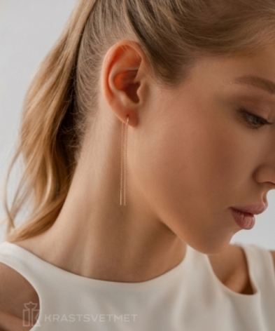 Серьги протяжки женские из красного золота 585 пробы НС12-365