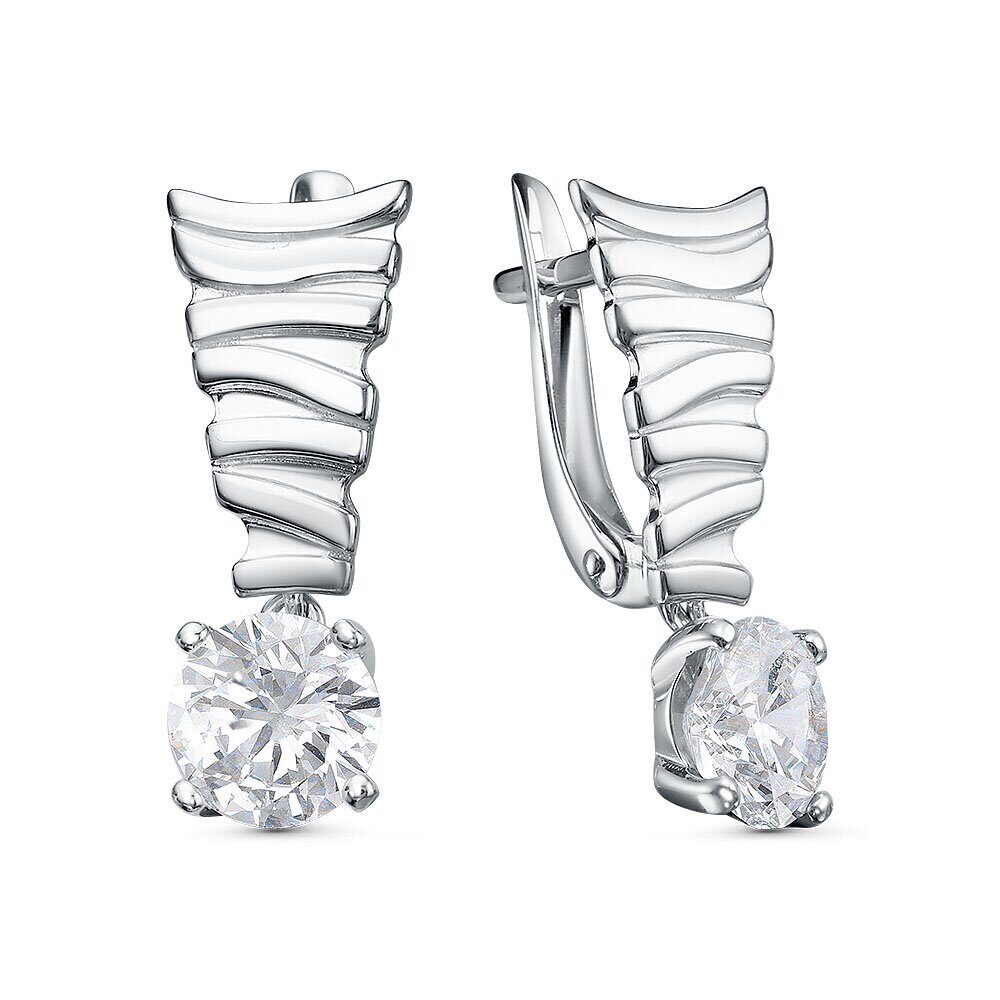 Серьги с английским замком женские из родированого серебра 925 пробы 3101028281