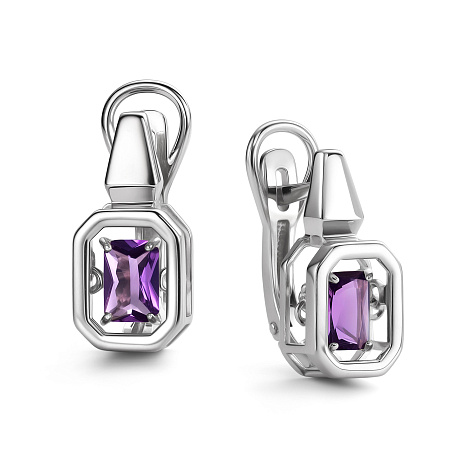 Серьги с английским замком женские из родированого серебра 925 пробы 02-4220/00АМ-00