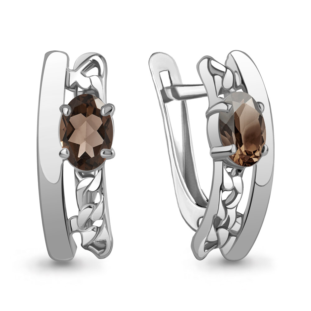 Серьги женские из родированного серебра 925 пробы 4961501 с кварцами