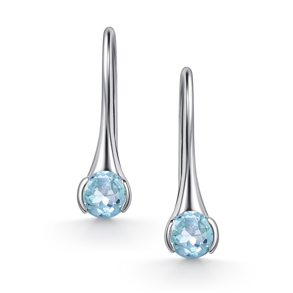 Серьги на петле женские из родированого серебра 925 пробы 02-5152/00ТБ-00