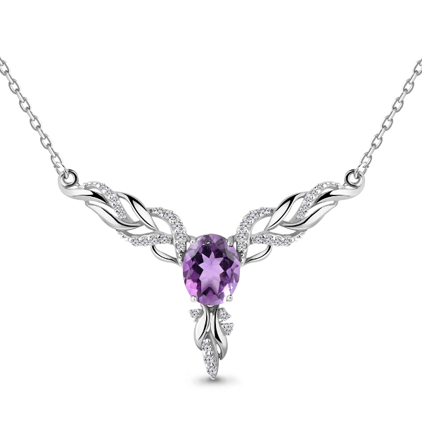 Колье из родированого серебра 925 пробы 7354704А