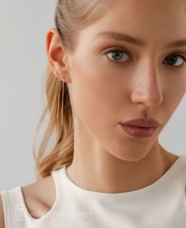 Серьги протяжки из красного золота 585 пробы НС12-357