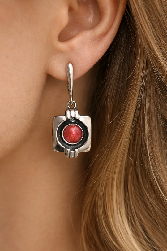 Серьги женские из родированого серебра 925 пробы 1/23 СИ-20-6