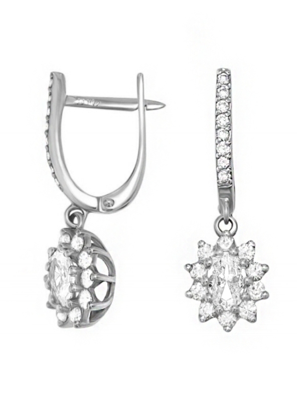 Серьги с английским замком женские из родированого серебра 925 пробы 2100258-00775