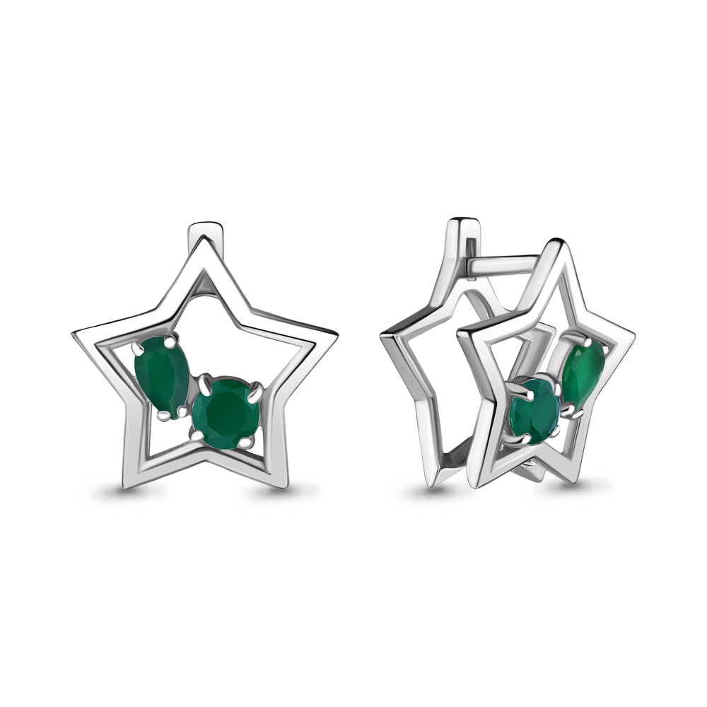 Серьги женские из родированого серебра 925 пробы 4733309 с агатами