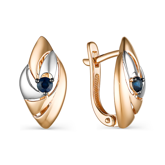 Серьги женские из золота 585 пробы С0667-102 с сапфирами