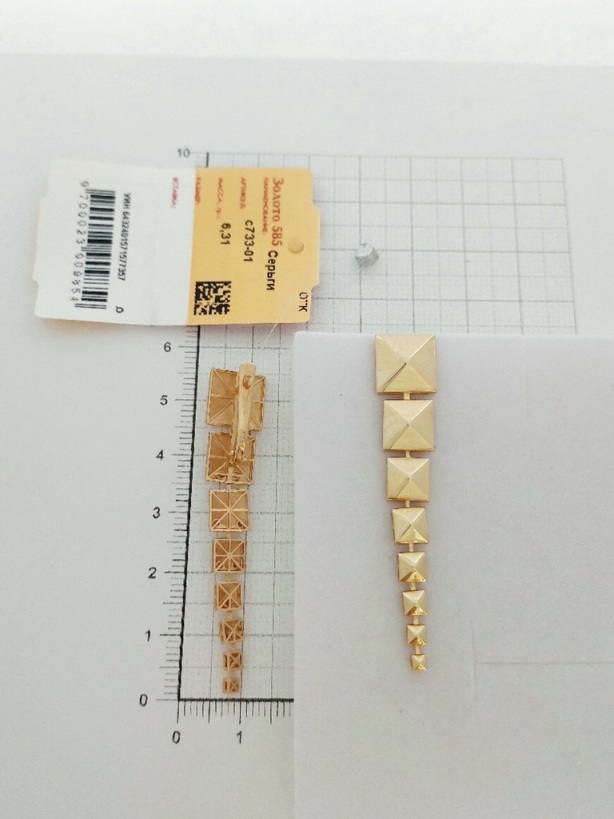 Серьги женские из красного золота 585 пробы с733-01